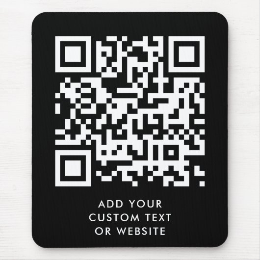 QR-Code | Ihr Text Schwarz Minimalistisch Mousepad (Vorne)
