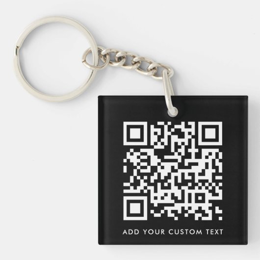 QR-Code | Ihr Text Schwarz Minimalistisch Schlüsselanhänger (Vorderseite)