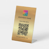 QR-Code Ihre Logo-Imitate Gold Custom Scan for Men Sockelschild (Vorderseite)