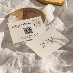 QR Code Illustriert Retro Handgeschriebener Spaß H RSVP Karte