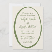 QR Code Illustrierte handgezeichnete Foto Hochzeit Einladung (Vorderseite)