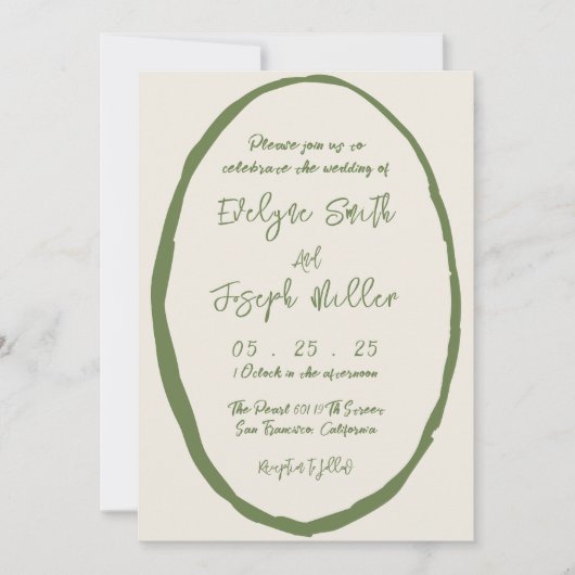 QR Code Illustrierte handgezeichnete Foto Hochzeit Einladung (Vorderseite)