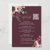 QR-Code in einem Herbst - Romance Burgundy Wedding Einladung (Rückseite)
