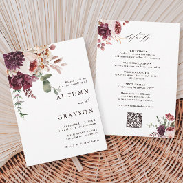 QR-Code in einem Herbst Romance Floral Wedding Einladung