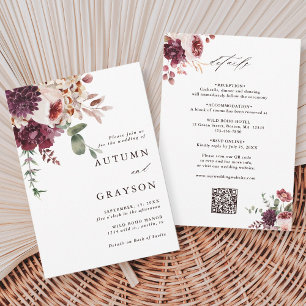 QR-Code in einem Herbst Romance Floral Wedding Einladung