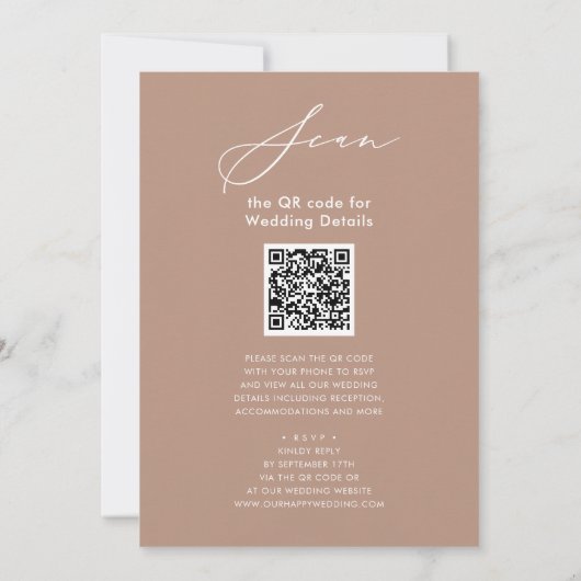 QR-Code in einem modernen Script-Chic-Hochzeit Einladung (Rückseite)