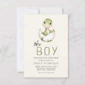 QR-Code in einer Dinosaur Baby Boy Dusche Einladung (Vorderseite)