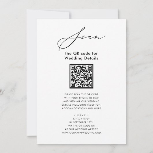 QR-Code in einer Eukalyptus-Grüne-Hochzeit Einladung (Rückseite)