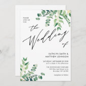 QR-Code in einer Eukalyptus-Grüne-Hochzeit Einladung (Vorne/Hinten)