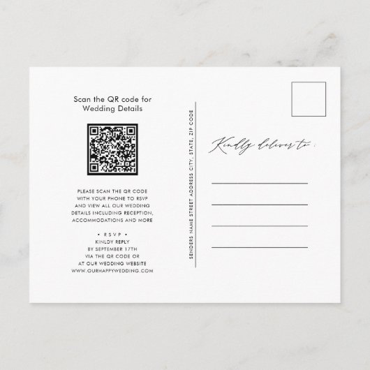 QR-Code in einer Eukalyptus-Grüne-Hochzeit Einladungspostkarte (Rückseite)