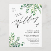 QR-Code in einer Eukalyptus-Grüne-Hochzeit Einladungspostkarte (Vorderseite)