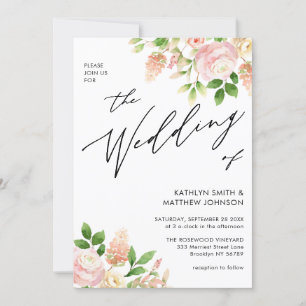 QR-Code in einer rosa Rosengrün-Hochzeit Einladung