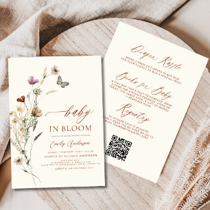 QR-Code in einer Wildblume Baby in Blütendusche Einladung