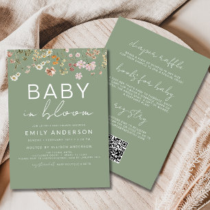 QR-Code in einer Wildblume Baby in Blütendusche Einladung