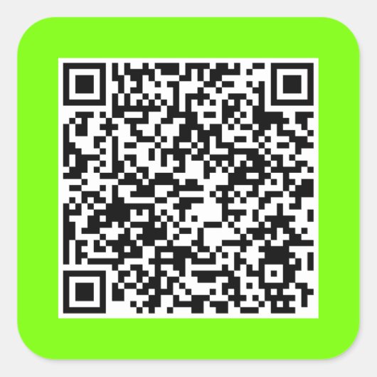 QR-Code in fluoreszierendem Grün Quadratischer Aufkleber (Vorderseite)