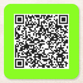 QR-Code in fluoreszierendem Grün Rechteckiger Pappuntersetzer (Vorderseite)