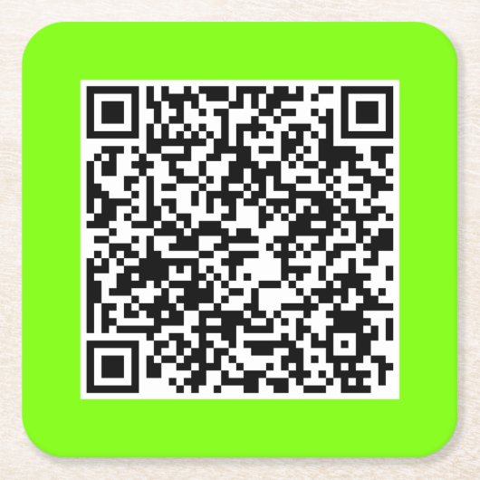 QR-Code in fluoreszierendem Grün Rechteckiger Pappuntersetzer (Vorderseite)