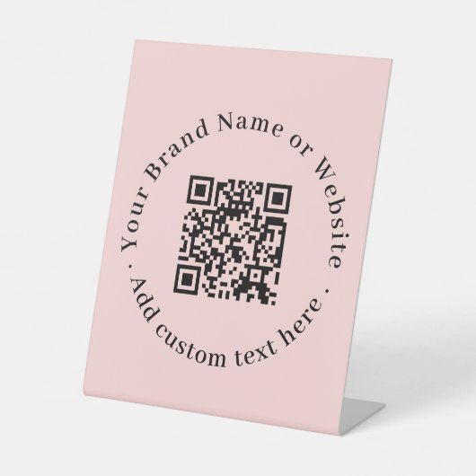 QR-Code in Rosa | Modernes, maßgeschneidertes Gesc Sockelschild (Vorderseite)