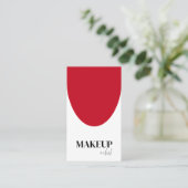 QR-Code in Rot und Weiß Makeup Artist Business Car Visitenkarte (Stehend Vorderseite)