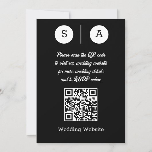 QR-Code in Schwarz und Weiß, einfach und elegant Einladung (Vorderseite)