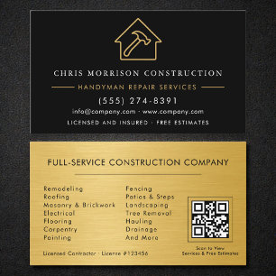 QR-Code Industrial Schwarz Gold Handwerker  Visitenkarte