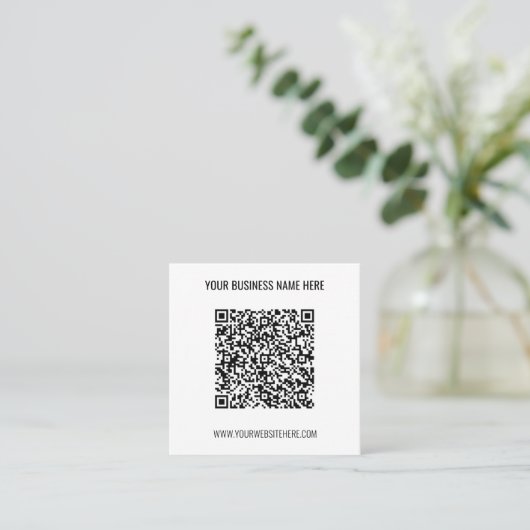 QR Code Info Benutzerdefinierter Text und Geschäft Quadratische Visitenkarte (Stehend Vorderseite)