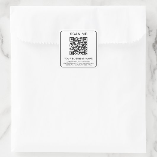 QR-Code-Info für benutzerdefinierte Unternehmen Quadratischer Aufkleber (Tasche)