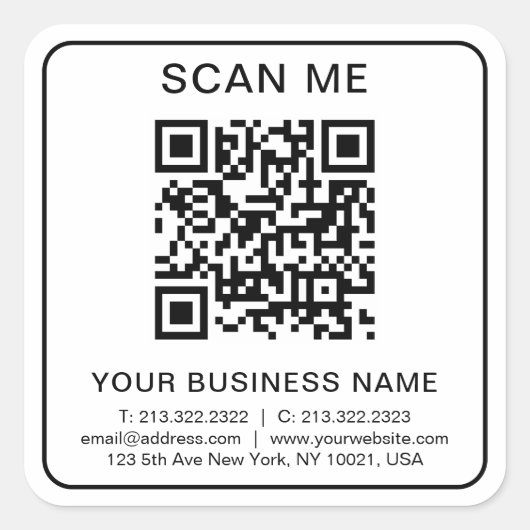 QR-Code-Info für benutzerdefinierte Unternehmen Quadratischer Aufkleber (Vorderseite)