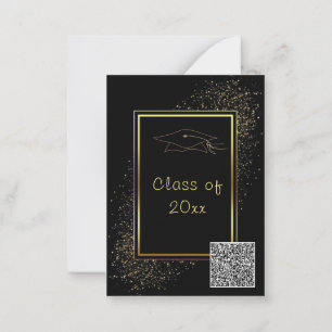 QR Code Info Gold Black Graduation Party Einladung