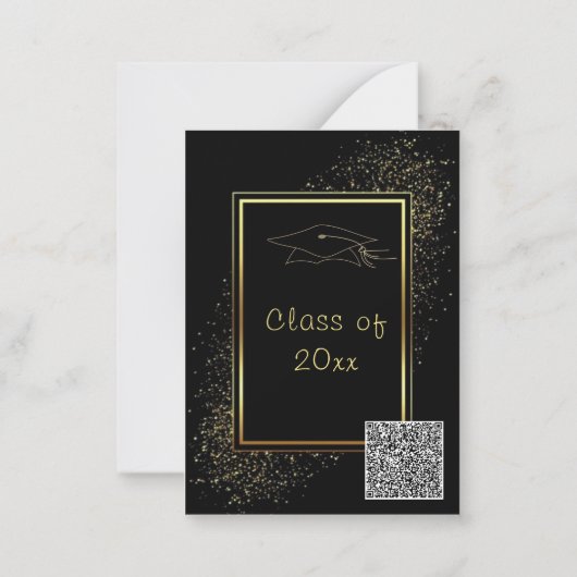 QR Code Info Gold Black Graduation Party Einladung (Rückseite)
