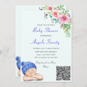 QR Code Info Happy Sleeping Baby Shower Einladung (Vorne/Hinten)