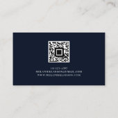 QR Code Initial Minimal Monogram Blue Modern Chic Visitenkarte (Rückseite)