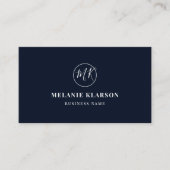 QR Code Initial Minimal Monogram Blue Modern Chic Visitenkarte (Vorderseite)