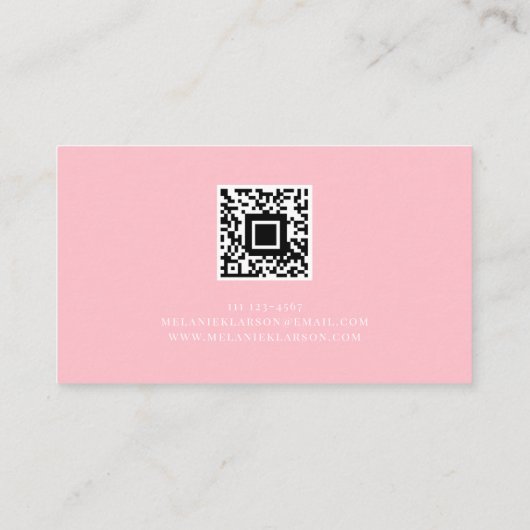 QR-Code Initial Minimal Monogram Pink Moderner Chi Visitenkarte (Rückseite)
