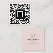 QR-Code Initial Minimal Monogram Schwarz und Elfen Quadratische Visitenkarte (Vorne/Hinten)