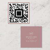 QR-Code Initial Minimal-Monogramm Rosa Rose Quadratische Visitenkarte (Vorne/Hinten)
