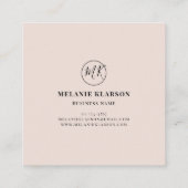 QR-Code Initial Minimal-Monogramm Schwarz und Elfe Quadratische Visitenkarte (Rückseite)