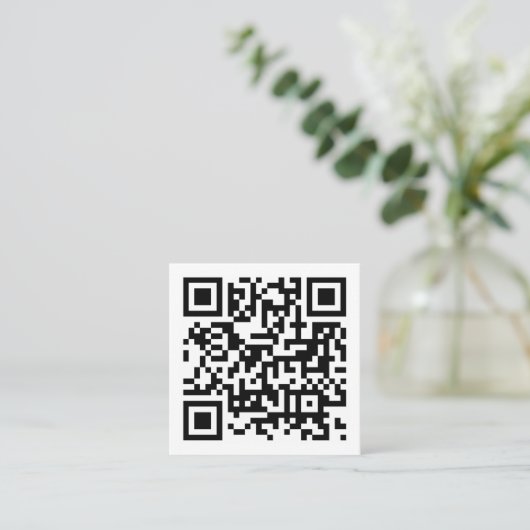 QR-Code Initial Minimal-Monogramm Schwarz/Weiß Quadratische Visitenkarte (Stehend Vorderseite)