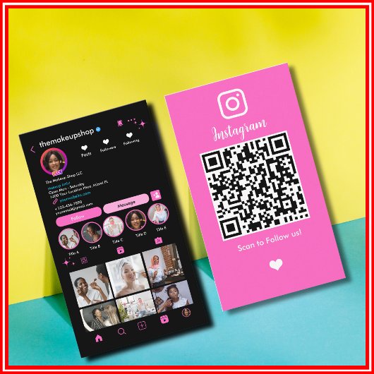 QR Code Instagram Social Media Moderner Einfluss Visitenkarte