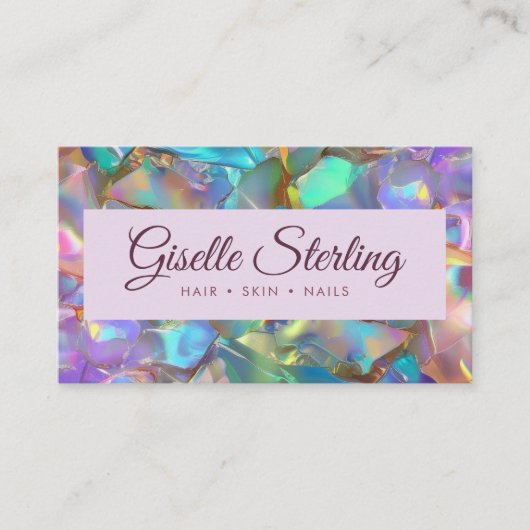 QR Code Iridescent Opal Stone Moderne Visitenkarte (Vorderseite)