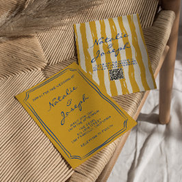 QR Code Italienische Hand Schriftzug Pinstripes We Einladung