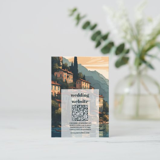 qr code Italy Lake Como Hochzeit in Urlaubsort Begleitkarte (Stehend Vorderseite)