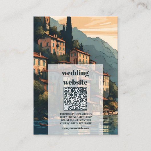 qr code Italy Lake Como Hochzeit in Urlaubsort Begleitkarte (Vorderseite)
