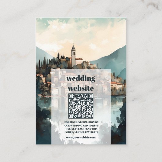 qr code Italy Lake Como Hochzeit in Urlaubsort Begleitkarte (Vorderseite)