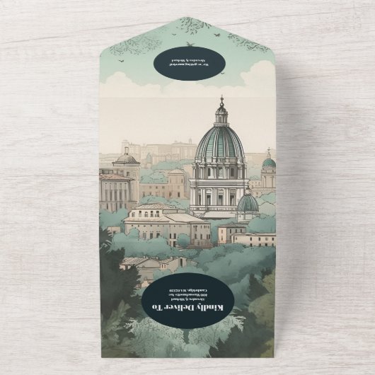 QR Code Italy Rome Destination Wedding All In One Einladung (Außenbereich)