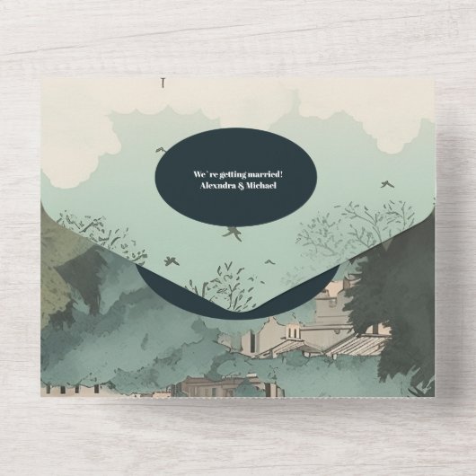 QR Code Italy Rome Destination Wedding All In One Einladung (Rückseite)