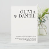 QR Code Ivory Beige Minimalist Photo Wedding Einladung (Stehend Vorderseite)