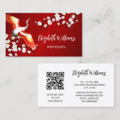 QR-Code | Japanischer Kranich rot Visitenkarte (Vorne/Hinten)