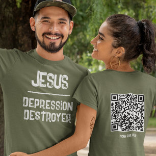 QR-Code Jesus - Depressionen zerstörende Schriften T-Shirt