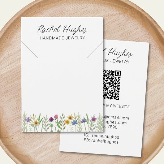 QR Code Jewelry Floral Necklace Display Card